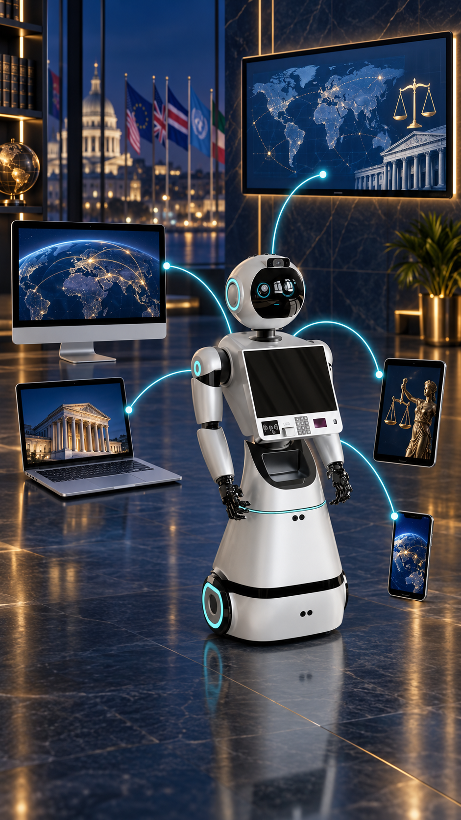 BAROBO-3 robot wirelessly connected to a computer, laptop, tablet, mobile phone, and smartboard